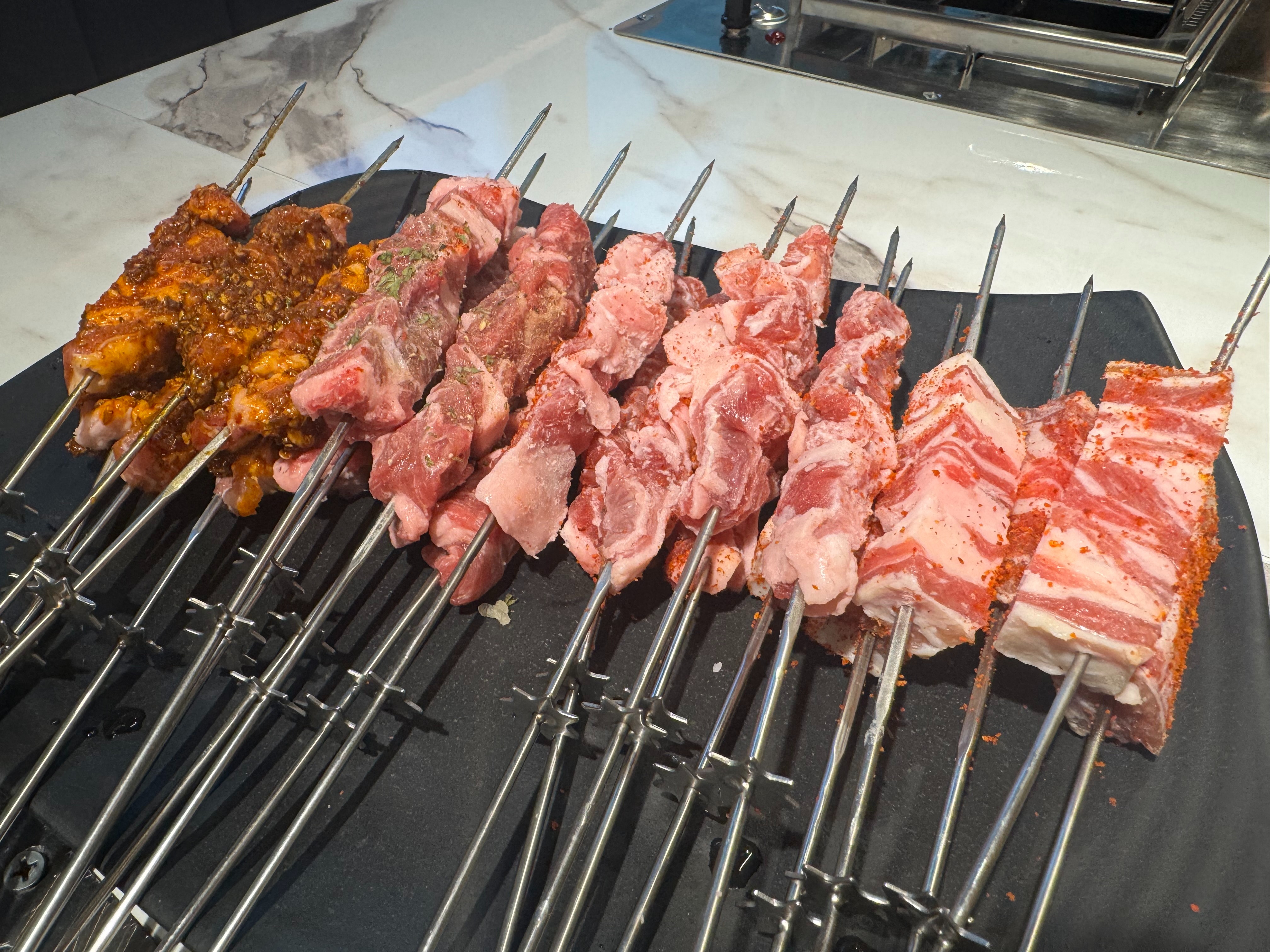 Raw lamb skewers